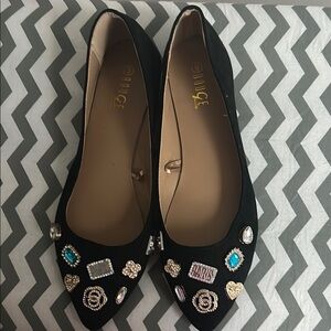Black Embellished Women's Flats